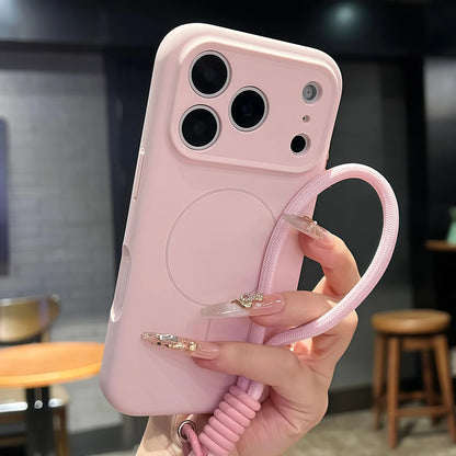 【Magnet内蔵】パステルカラー シンプル ロープストラップ付き マット スマホケース｜iPhone対応 #240708