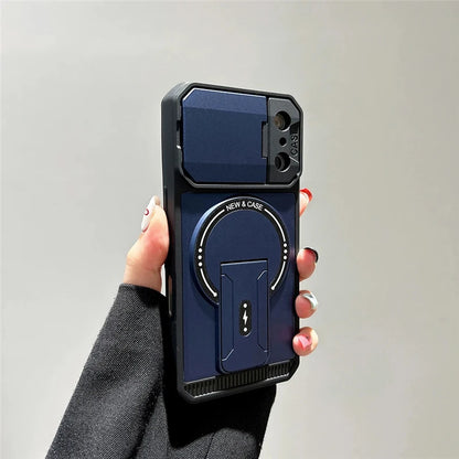 カメラカバー付き スタンド Magnet対応 iPhoneケース｜スライドレンズ保護 耐衝撃デザイン #240112