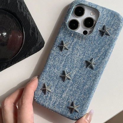 【立体スタースタッズ】デニム風 スマホケース｜iPhone対応 #250731