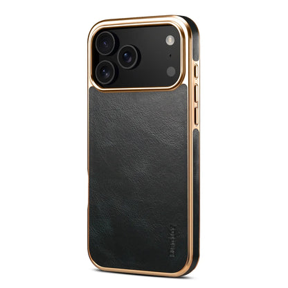 【クラシックレザーエッジ】高級PUレザー調 × ゴールドフレーム スマホケース｜iPhone対応 #250316