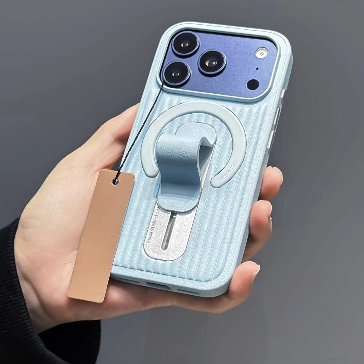 スライド式スタンド シンプル ストライプデザイン iPhoneケース｜背面ホールド付き #240121