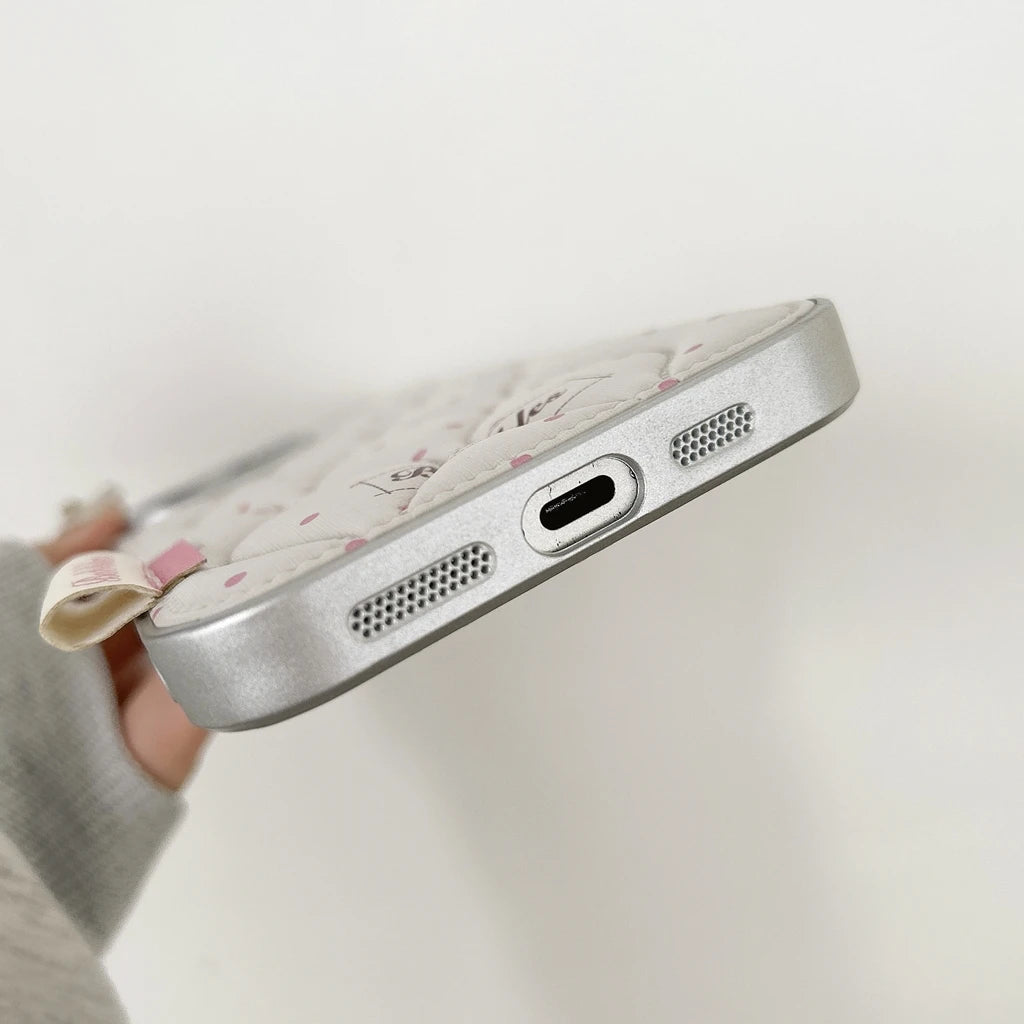 【ウェーブキルティング】ドットステッチ×クッション スマホケース｜iPhone対応 #241220