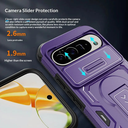 【Google Pixel対応】カーボン調 カメラスライダー付きスタンド耐衝撃ケース シンプル マット スマホケース PCA #261111