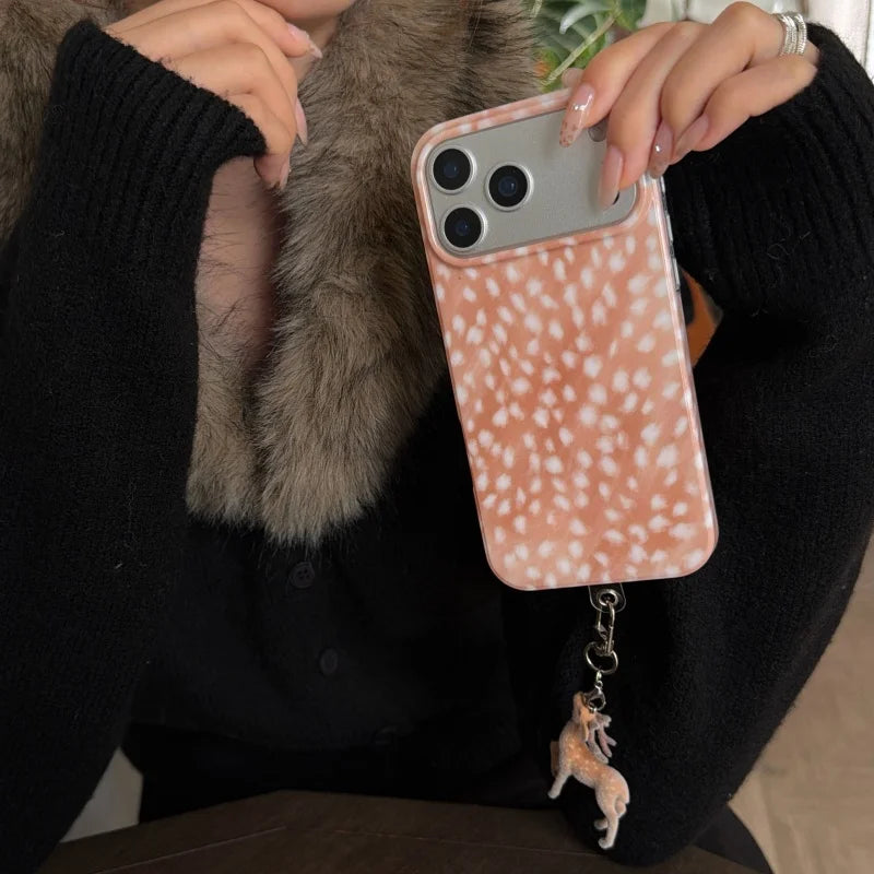 【ピンクバンビ】Banbi 鹿柄 チャーム付き スマホケース｜iPhone対応 #240614