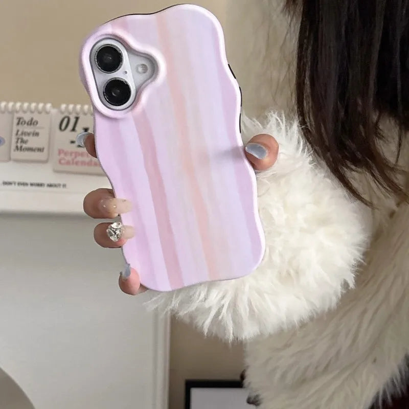 ふんわり滲みカラー グラデーションストライプ ウェーブケース｜iPhone対応 #260319