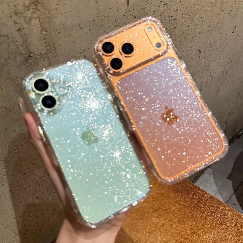 【フルグリッター】きらめく キラキラ 全面ラメ シンプル クリア スマホケース｜iPhone対応 #250427