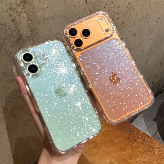 【フルグリッター】きらめく キラキラ 全面ラメ シンプル クリア スマホケース｜iPhone対応 #250427