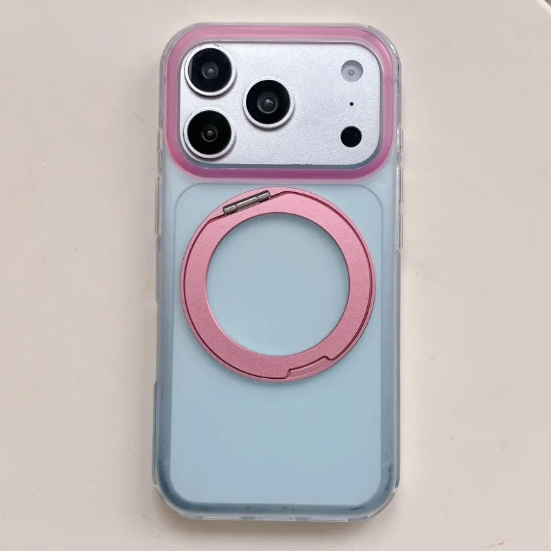 【パステル】バイカラー 360度回転 リングスタンド iPhoneケース｜淡色・マット PCA #261290