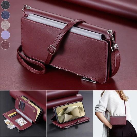 【ブックスタイル】シンプル レザー調 財布一体型 ブックスタイル 手帳型 iPhoneケース｜ショルダー対応 #240126