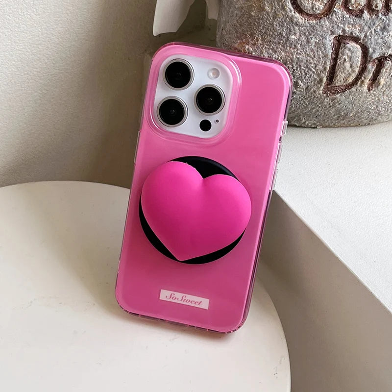 【Magsafe対応】立体 3D ハートグリップ ビビット バイカラー スマホケース｜iPhone対応 #250131