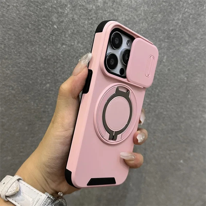 【耐衝撃シリーズ】カメラレンズカバー付き マグネット対応 スタンド機能 ストラップ付き スマホケース｜iPhone対応 #251226