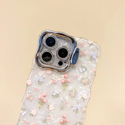 【フローラルミルキーシェル】フラワー×パール調デザイン スマホケース｜iPhone対応 #250704