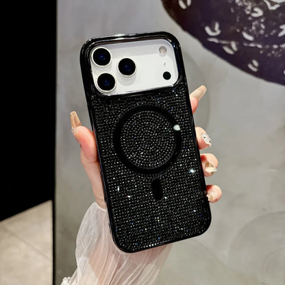 【Magnet内蔵】キラキラ グリッターラメ ストーン × マグネット対応 スマホケース｜iPhone対応 #250319