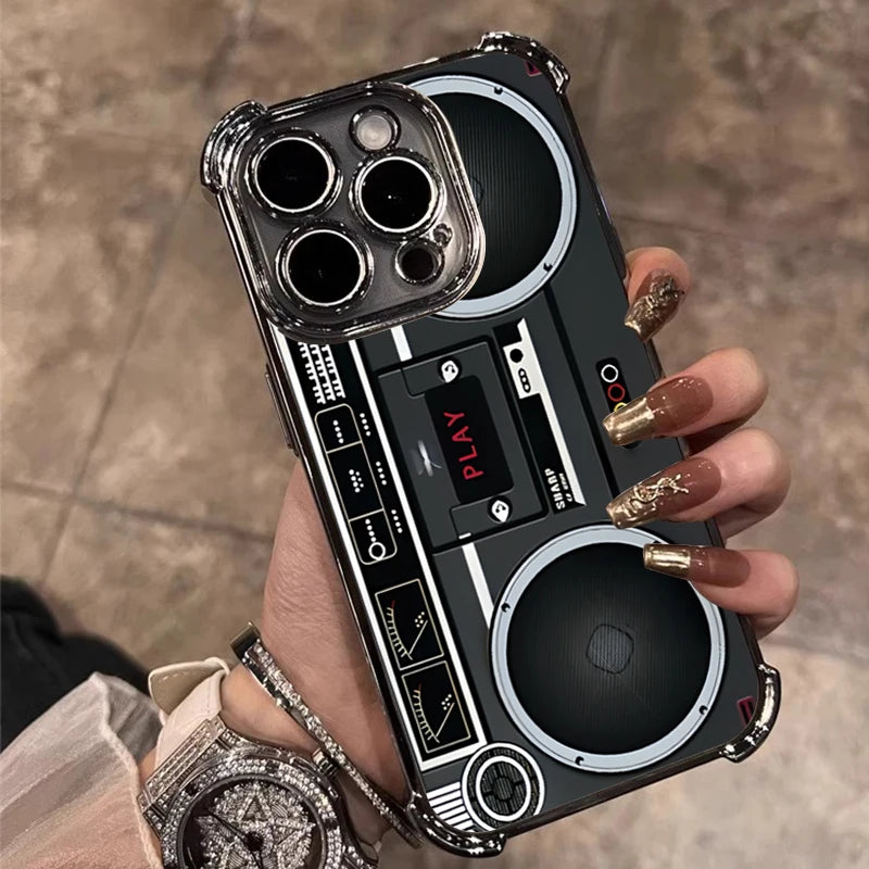 レトロ カセットテープ / ラジカセ デザイン iPhoneケース #260105