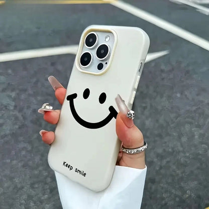 【ニコちゃんシリーズ】スマイル フェイス デザイン iPhoneケース｜カラフル・マット仕上げ #260224