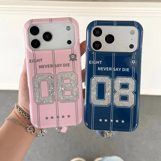 ユニフォーム風 ストライプ ナンバーデザイン 08 iPhoneケース ストラップ付き #261006