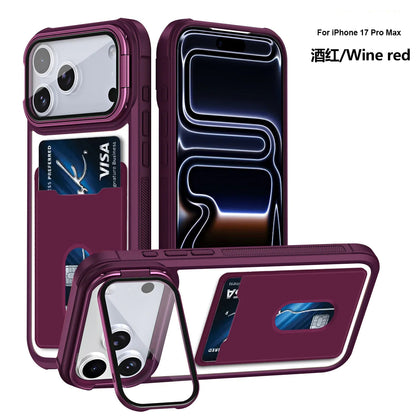 カード収納付き カメラ保護スタンド iPhoneケース｜耐衝撃フレーム #240328