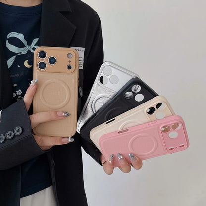 【Magnet内蔵】シンプル レザーケース｜iPhone対応 #250222