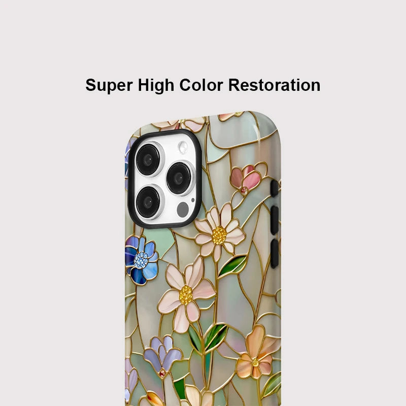 【ステンドブロッサム】ステンドグラス風 × フローラルアート スマホケース｜iPhone対応 #250701