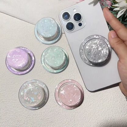 【スマホグリップ】パステルクリア ホログラムシェル  #241110