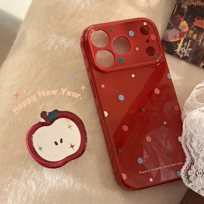 アップル カラフルドット iPhoneケース｜ミラーグリップ・赤・ポップ #260006