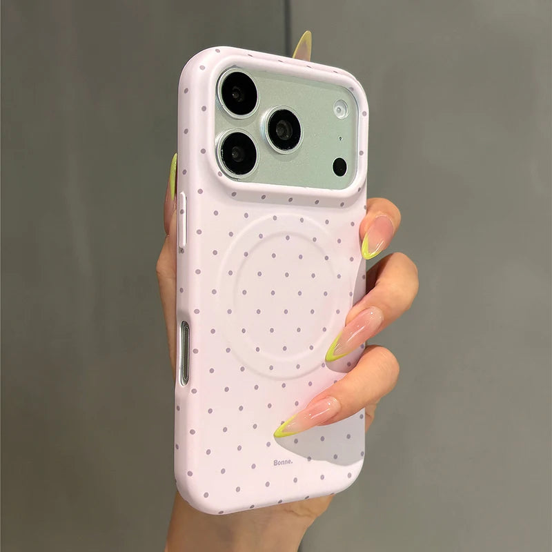 ドット柄 マグネット内蔵iPhoneケース ケースのみ/グリップのみ/セット選択可 (全2色) ガーリー・ニュアンス #261193