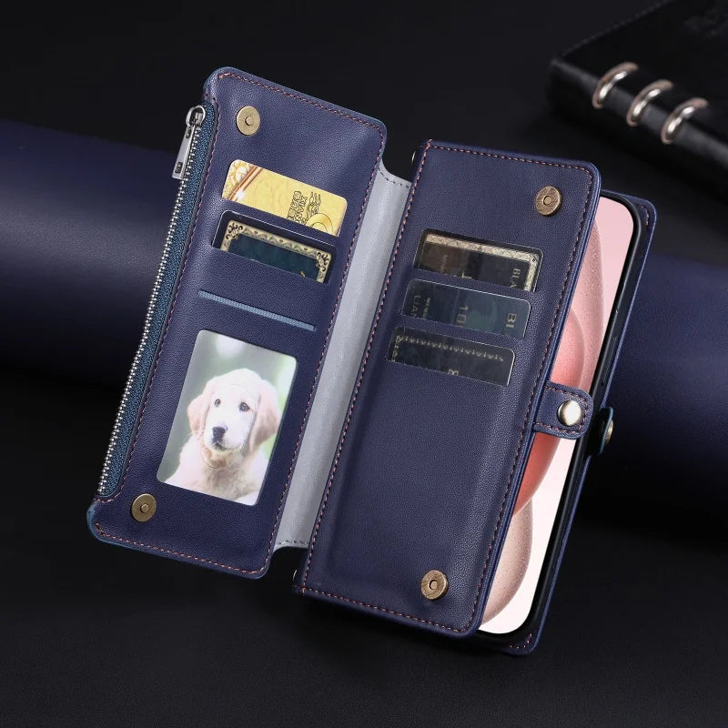 【ブックスタイル】シンプル レザー調 財布一体型 ブックスタイル 手帳型 iPhoneケース｜ショルダー対応 #240126