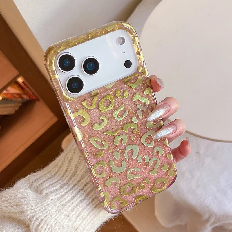 ゴールドレオパード ヒョウ柄 クリア iPhoneケース｜高級感デザイン #240303