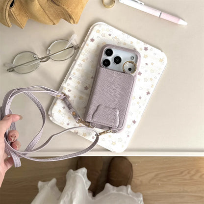 【ベアポケットレザー】くまエンボス × カード収納付き ショルダースマホケース｜iPhone対応 #250208