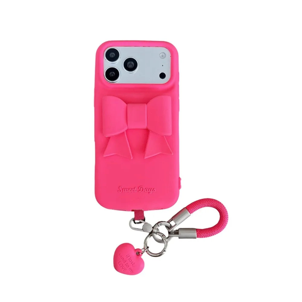 ビッグリボン ストラップ付き シリコン iPhoneケース #260617