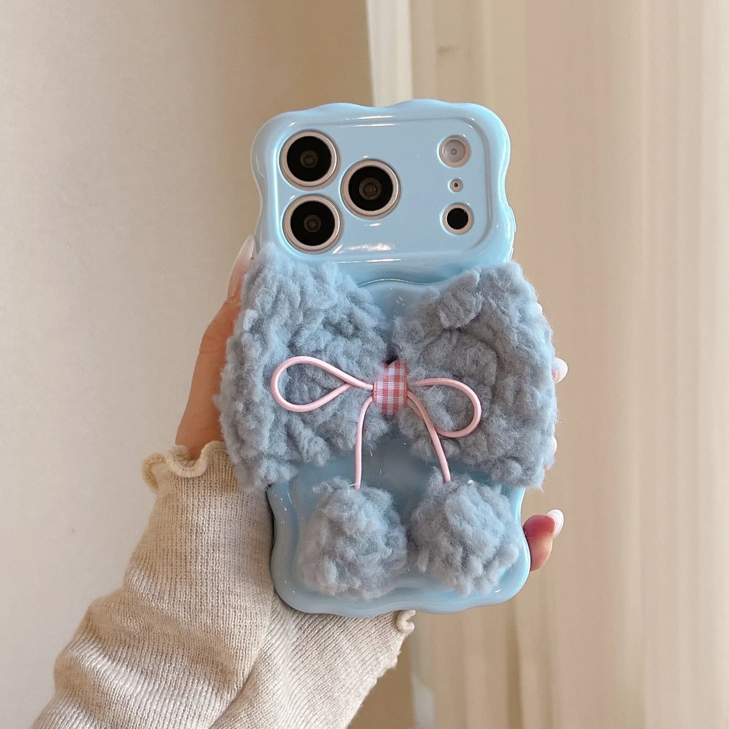 もこもこリボン パステルカラー iPhoneケース #240505