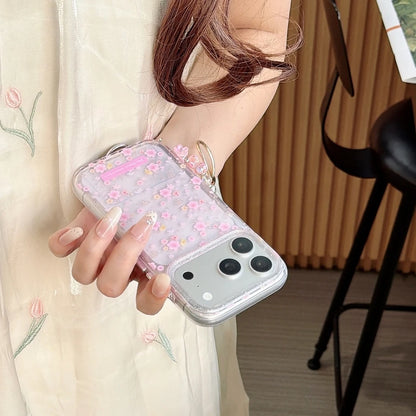 さくらデザイン ビーズストラップ付き 透明ケース iPhoneケース｜フェミニン・春カラー #231112
