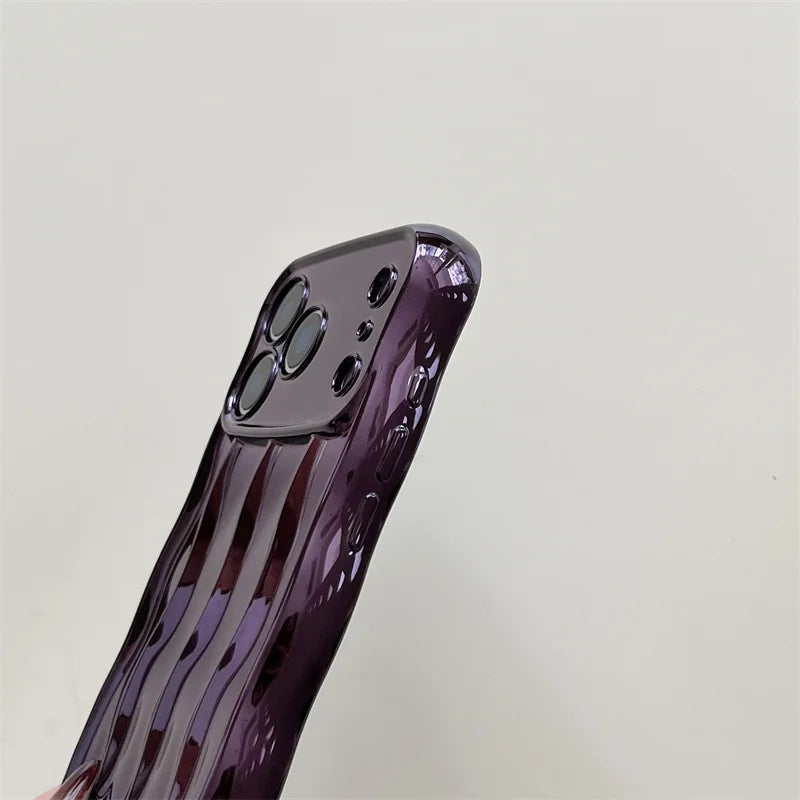 【ウェーブフレーム】パールチャーム付き スマホケース｜iPhone対応 #241217