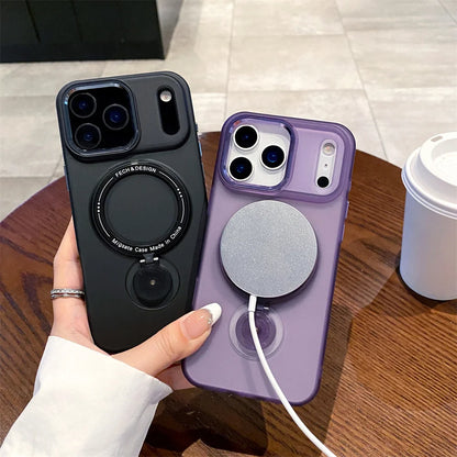 マグネット内蔵 多機能スタンドリング付き 半透明 マットカラー iPhoneケース 全4色 スタイリッシュ・モダン・カジュアル #261135