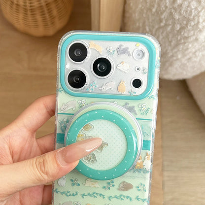 うさぎガーデン Magnet内蔵グリップ付き iPhoneケース｜淡色・ナチュラルラビット #231128