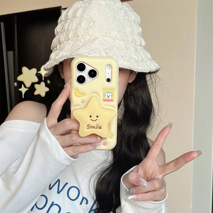 【スマイルスター】立体スター 星 × ポップソケット スマホケース｜iPhone対応 #250217