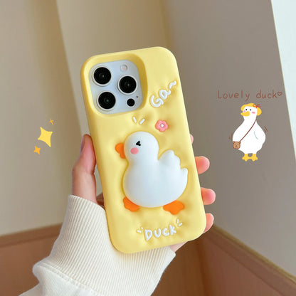 【アニマルシリーズ】立体デザイン うさぎ くま ブタ アヒル かわいいアニマル スマホケース｜iPhone対応 #250927