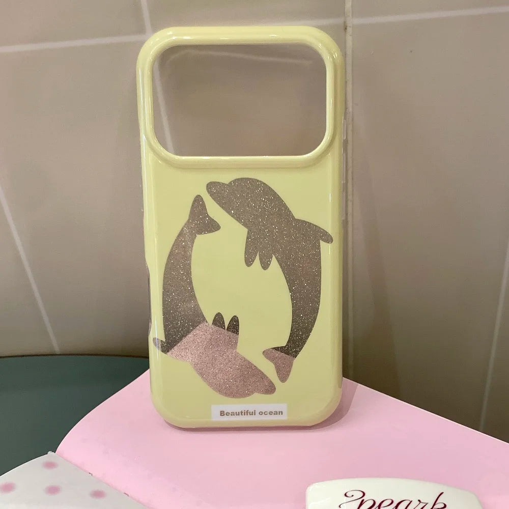 パステルカラー ドルフィン ラメ入り iPhoneケース｜淡色・大人かわいい　#260064