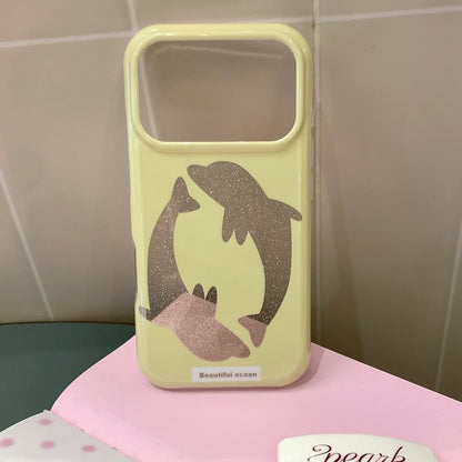 パステルカラー ドルフィン ラメ入り iPhoneケース｜淡色・大人かわいい　#260064