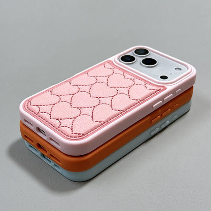 【ハートキルティング 】立体ステッチ レザー調 スマホケース｜iPhone対応 #241022