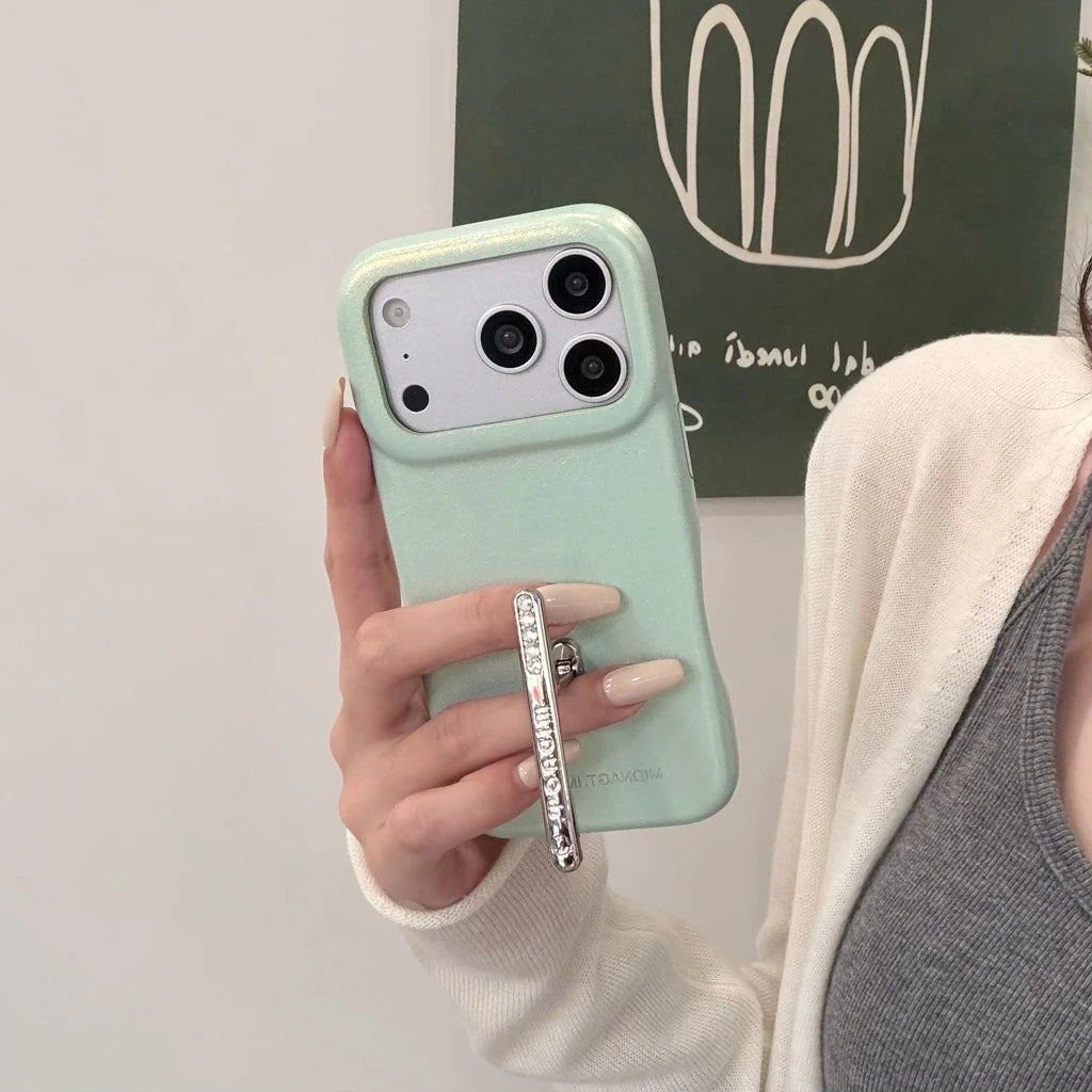 ビジューライン スリムグリップ iPhoneケース｜レザー調・高級感デザイン #231225