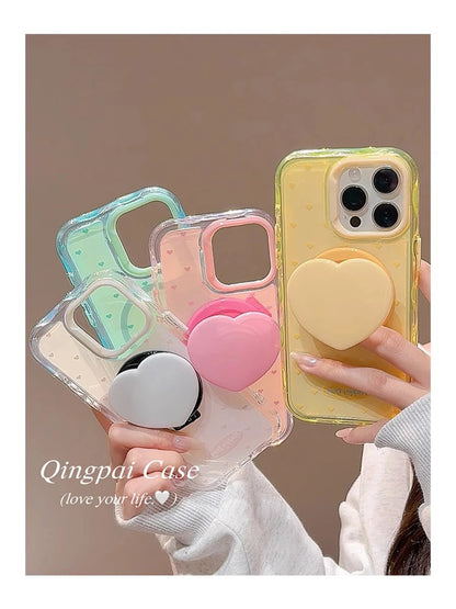 【ハートスタンド付き】クリアスマホケース｜iPhone対応 #250501
