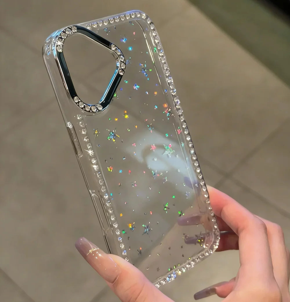 スター ラメストーン iPhoneケース｜キラキラ星柄・グリッター クリアデザイン #260626