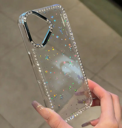 スター ラメストーン iPhoneケース｜キラキラ星柄・グリッター クリアデザイン #260626