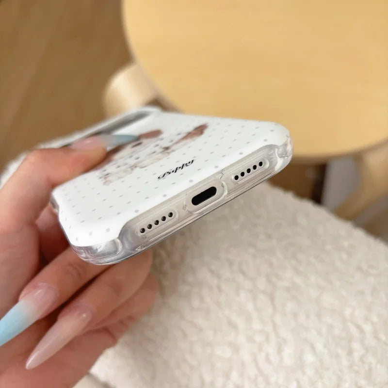 ふんわりネコちゃん ワンちゃん グリップ付き iPhoneケース｜Magnet内蔵 #230925