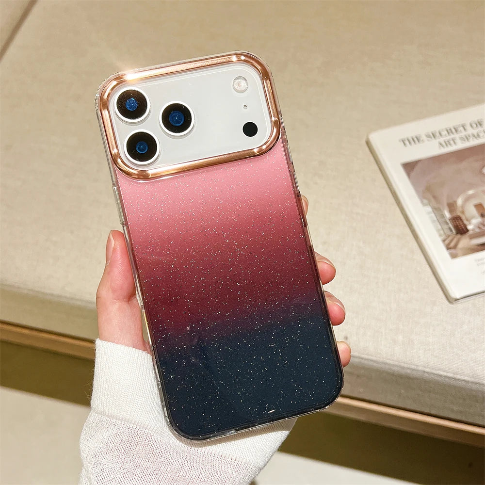【グラデーションシリーズ】ラメ入りクリアフレーム スマホケース｜iPhone対応 #251127