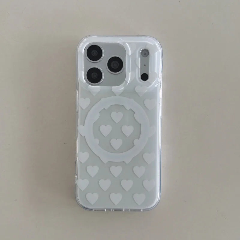 ちりばめハート フリルハート グリップ付き マグネット対応 iPhoneケース｜ガーリー・フェミニン風 #261017