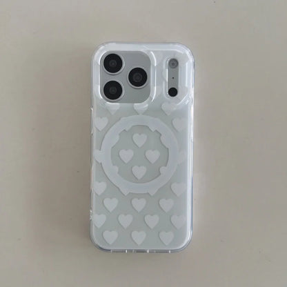 ちりばめハート フリルハート グリップ付き マグネット対応 iPhoneケース｜ガーリー・フェミニン風 #261017