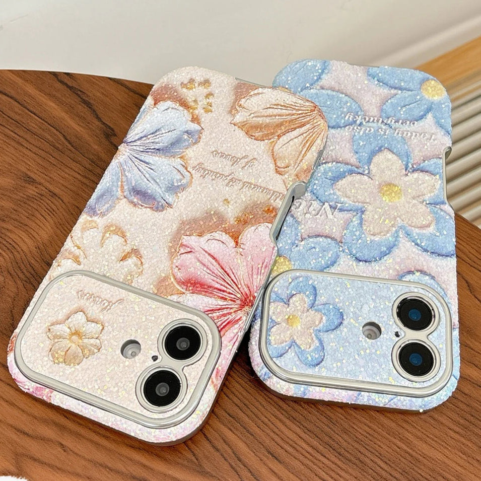 フラワーモチーフ iPhoneケース｜パステルカラー・立体テクスチャ #240605