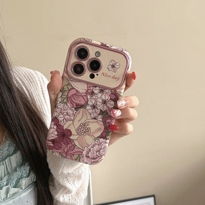 【フラワーガーデンシリーズ】 ナチュラル花柄ストラップケース｜iPhone対応 #240904